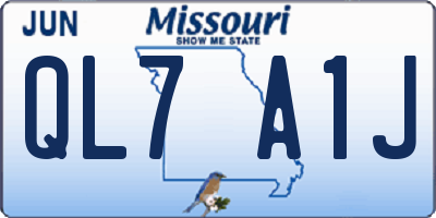 MO license plate QL7A1J
