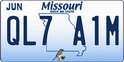 MO license plate QL7A1M