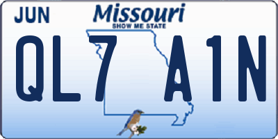 MO license plate QL7A1N