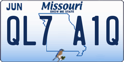 MO license plate QL7A1Q