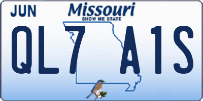 MO license plate QL7A1S