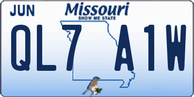MO license plate QL7A1W