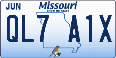 MO license plate QL7A1X