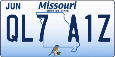 MO license plate QL7A1Z