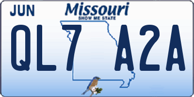 MO license plate QL7A2A