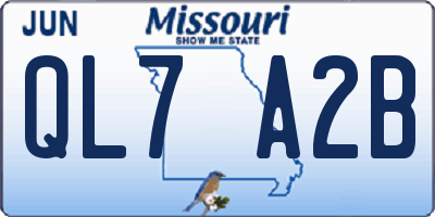 MO license plate QL7A2B