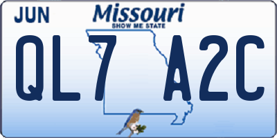 MO license plate QL7A2C