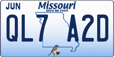 MO license plate QL7A2D