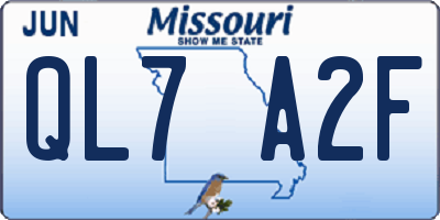 MO license plate QL7A2F