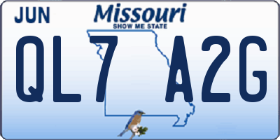 MO license plate QL7A2G