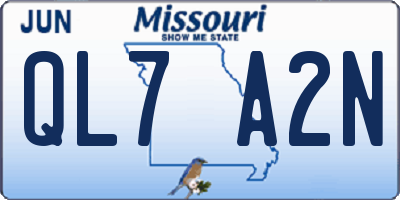 MO license plate QL7A2N