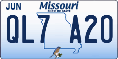 MO license plate QL7A2O
