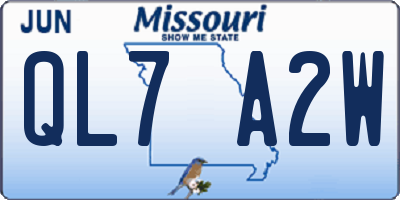 MO license plate QL7A2W