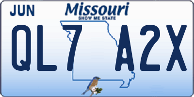 MO license plate QL7A2X