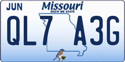 MO license plate QL7A3G