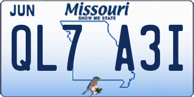 MO license plate QL7A3I