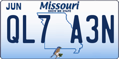 MO license plate QL7A3N
