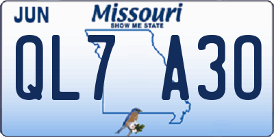 MO license plate QL7A3O