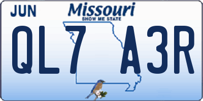 MO license plate QL7A3R