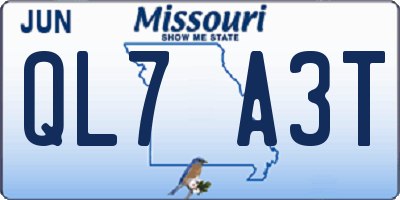 MO license plate QL7A3T