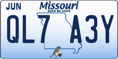 MO license plate QL7A3Y