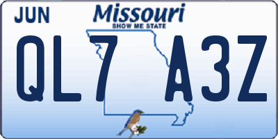 MO license plate QL7A3Z