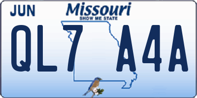 MO license plate QL7A4A
