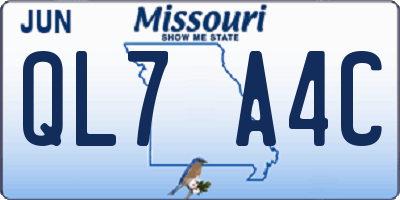MO license plate QL7A4C