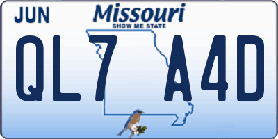 MO license plate QL7A4D
