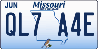 MO license plate QL7A4E