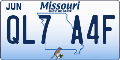MO license plate QL7A4F