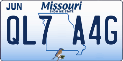 MO license plate QL7A4G