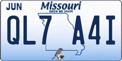 MO license plate QL7A4I