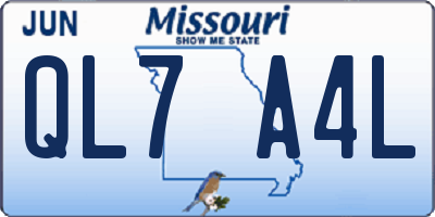 MO license plate QL7A4L