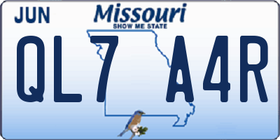 MO license plate QL7A4R