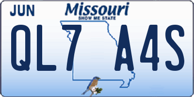 MO license plate QL7A4S