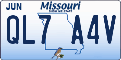 MO license plate QL7A4V
