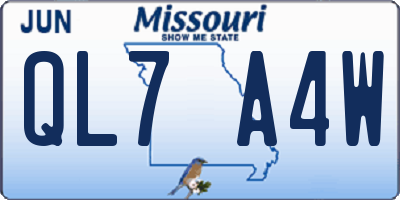 MO license plate QL7A4W