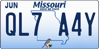 MO license plate QL7A4Y
