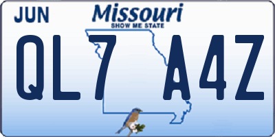 MO license plate QL7A4Z