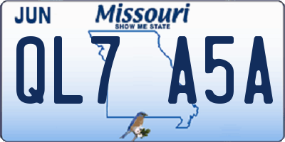 MO license plate QL7A5A