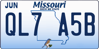 MO license plate QL7A5B