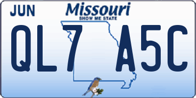 MO license plate QL7A5C