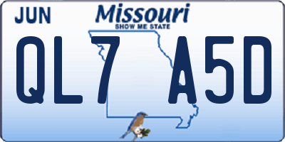MO license plate QL7A5D
