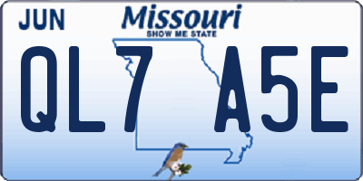 MO license plate QL7A5E