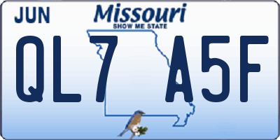 MO license plate QL7A5F