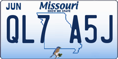 MO license plate QL7A5J