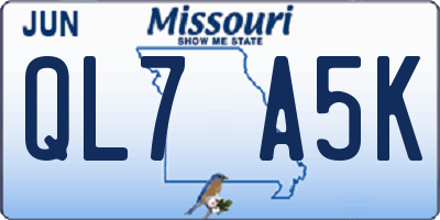 MO license plate QL7A5K
