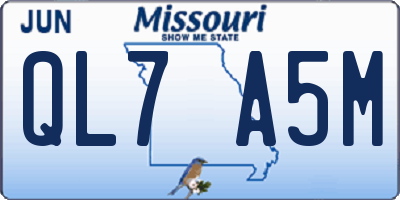 MO license plate QL7A5M