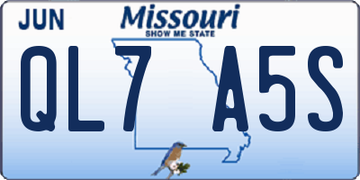 MO license plate QL7A5S